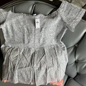 BNWT Off White Navy Polk Dot Peplum Top Sz XL Old Navy